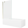 Mexen Vega rectangular bathtub 160 x 70 cm with casing and 1-wing screen 100 cm, transparent, gold - 550116070X9510000050