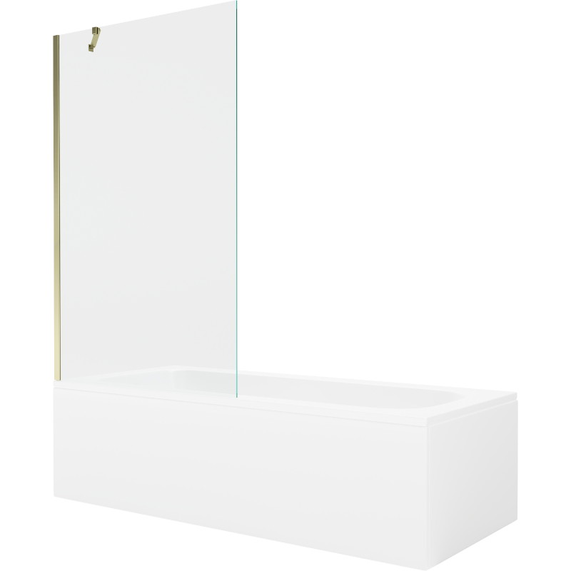Mexen Vega rectangular bathtub 180 x 80 cm with enclosure and 1-wing 100 cm screen, transparent, gold - 550118080X9510000050