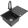 Mexen Bruno 1-compartment granite sink with a drip tray and kitchen mixer tap Elia, spotted black - 6513-76-670101-70