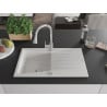 Mexen Cesar 1-basin Granite Sink with Drainer and Elia Kitchen Tap, White - 6514-20-670101-00