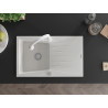 Mexen Cesar 1-bowl granite sink with drainer and Elia kitchen faucet, white - 6514-20-670101-20