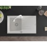 Mexen Cesar granite kitchen sink 1-bowl with drainer and Elia kitchen tap, white - 6514-20-670101-20