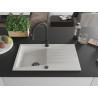 Mexen Cesar 1-bowl granite sink with drainer and Elia kitchen faucet, white - 6514-20-670101-70