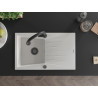 Mexen Cesar 1-bowl granite sink with drainer and Elia kitchen faucet, white - 6514-20-670101-70