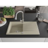 Mexen Cesar granite sink 1-bowl with drainer and kitchen faucet Elia, beige - 6514-69-670101-00