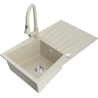 Mexen Cesar 1-bowl granite sink with drainer and Elia kitchen faucet, beige - 6514-69-670101-69