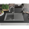 Mexen Cesar granite kitchen sink 1-bowl with drainer and kitchen faucet Elia, gray - 6514-71-670101-00