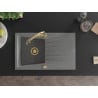 Mexen Cesar 1-bowl granite sink with drainer and Elia kitchen tap, grey - 6514-71-670101-50