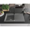 Mexen Cesar 1-bowl granite sink with drainer and Elia kitchen faucet, gray - 6514-71-670101-70