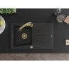 Mexen Cesar 1-bowl granite sink with drainer and kitchen faucet Elia, black/silver metallic - 6514-73-670101-50