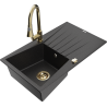 Mexen Cesar 1-bowl granite sink with drainer and kitchen faucet Elia, black/silver metallic - 6514-73-670101-50