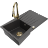 Mexen Cesar 1-bowl granite sink with drainer and Elia kitchen faucet, speckled black - 6514-76-670101-50