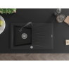 Mexen Cesar 1-bowl granite sink with drainer and kitchen faucet Elia, black - 6514-77-670101-70