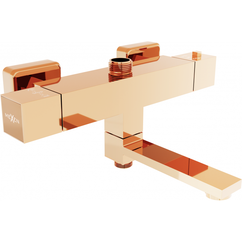 Mexen Cube thermostatic bathtub-shower mixer, rose gold - 77910-60