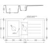 Mexen Andres 1.5-bowl granite kitchen sink with drainer and Elia kitchen tap, white - 6515-20-670101-20