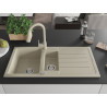 Mexen Andres granite sink 1.5-bowl with drainer and Elia kitchen faucet, beige - 6515-69-670101-69