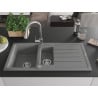 Mexen Andres 1.5-bowl granite sink with drainer and Elia kitchen faucet, gray - 6515-71-670101-00
