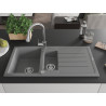 Mexen Andres granite sink 1.5-bowl with drainer and kitchen faucet Elia, gray - 6515-71-670101-00