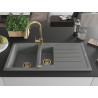 Mexen Andres 1.5-bowl Granite Sink with Drainer and Elia Kitchen Faucet, Gray - 6515-71-670101-50