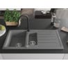 Mexen Andres 1.5-bowl granite sink with drainer and Elia kitchen tap, grey - 6515-71-670101-70