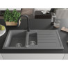 Mexen Andres granite sink 1.5-bowl with drainer and Elia kitchen faucet, gray - 6515-71-670101-70