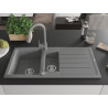 Mexen Andres granite sink 1.5-bowl with a drainer and Elia kitchen faucet, gray - 6515-71-670101-71