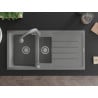 Mexen Andres granite sink 1.5-bowl with a drainer and Elia kitchen faucet, gray - 6515-71-670101-71