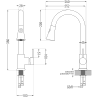 Mexen Andres granite sink 1.5-bowl with drainer and kitchen faucet Elia, black - 6515-77-670101-00