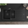 Mexen Andres granite sink 1.5-bowl with drainer and Elia kitchen faucet, black - 6515-77-670101-70-B