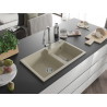 Mexen Tomas 2-bowl granite kitchen sink with Elia faucet, beige - 6516-69-670101-00