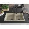 Mexen Tomas 2-chamber granite sink with a kitchen faucet Elia, beige - 6516-69-670101-70