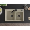 Mexen Tomas 2-chamber granite sink with a kitchen faucet Elia, beige - 6516-69-670101-70