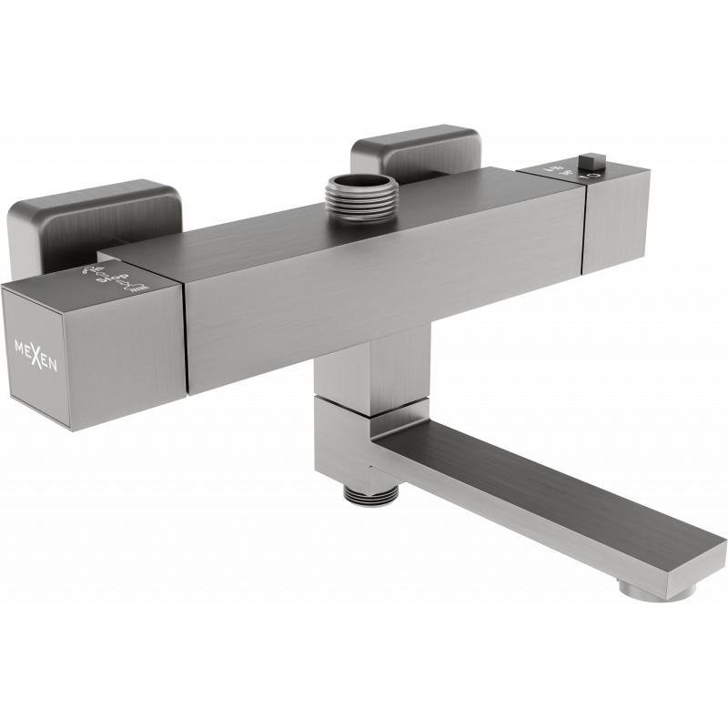Mexen Cube thermostatic bath and shower mixer tap, Graphite - 77910-66