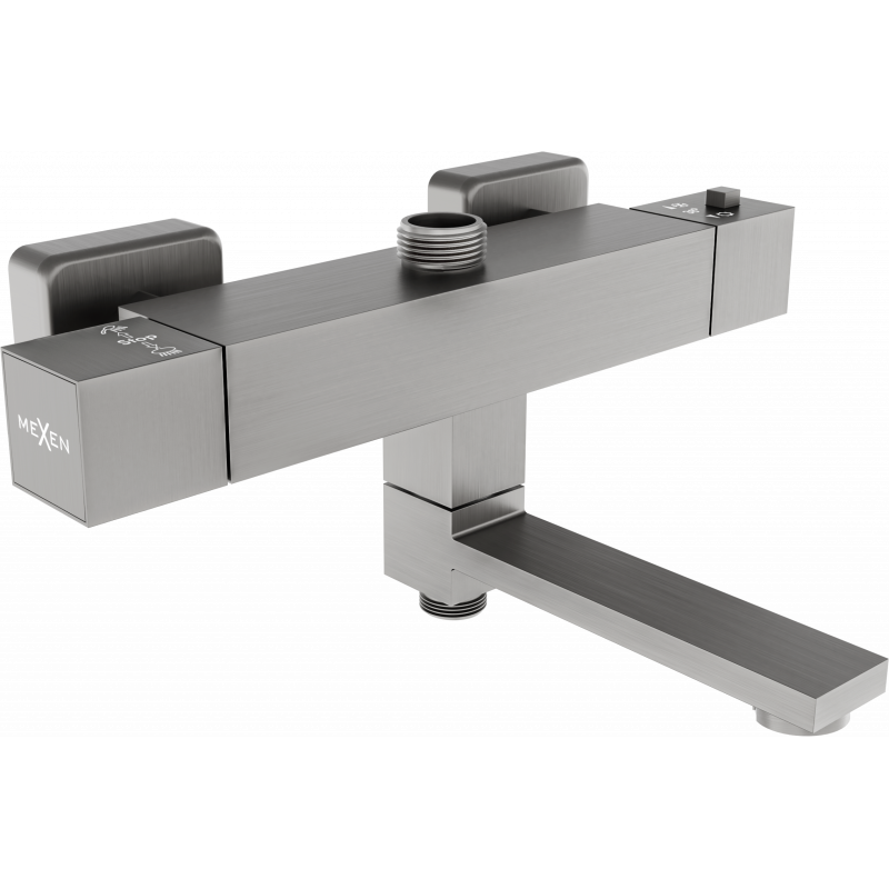 Mexen Cube Thermostatic Bath-Shower Mixer Tap, Graphite - 77910-66