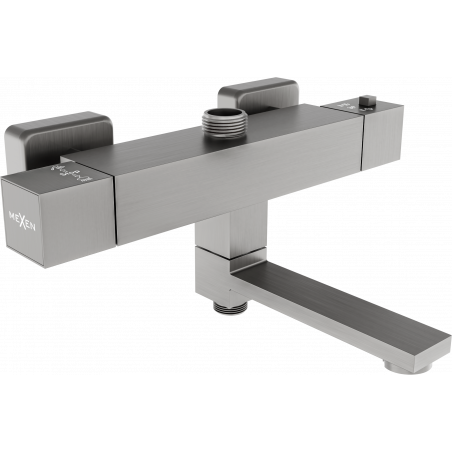 Mexen Cube Thermostatic Bath-Shower Mixer Tap, Graphite - 77910-66