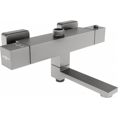 Mexen Cube thermostatic bathtub-shower faucet, brushed gun gray - 77910-66
