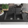 Mexen Tomas 2-Bowl Granite Sink with Elia Kitchen Faucet, Speckled Black - 6516-76-670101-70