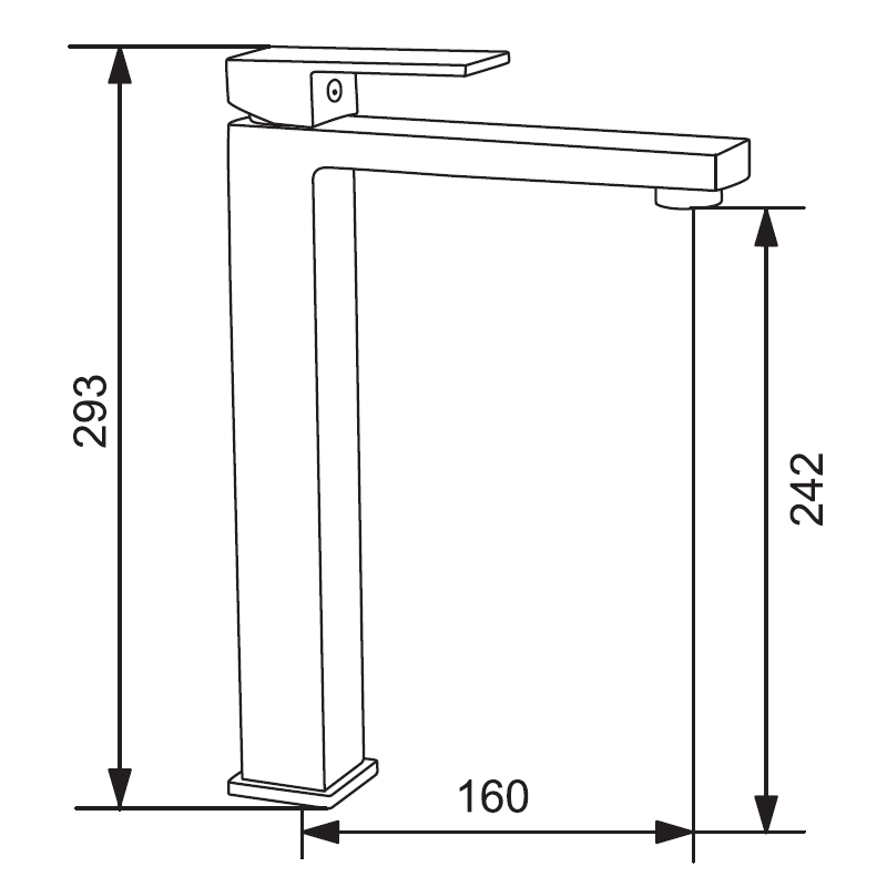 Mexen Uno high washbasin faucet, black - 71410-70