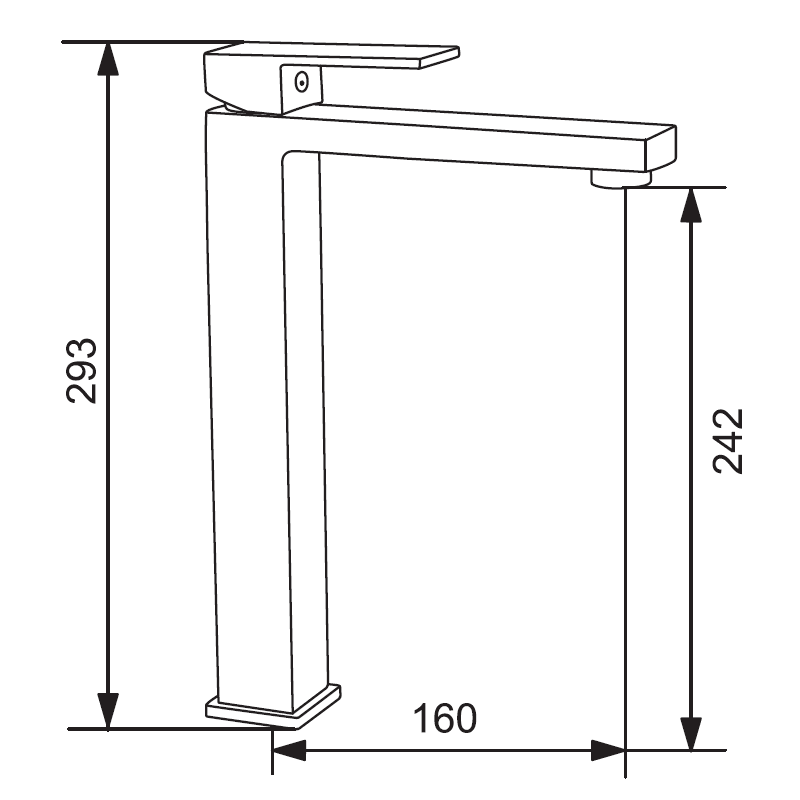 Mexen Uno high washbasin tap, black - 71410-70