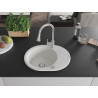 Mexen Kevin 1-bowl granite sink with drainer and kitchen faucet Elia, white - 6517-20-670101-00