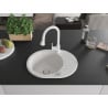 Mexen Kevin granite kitchen sink 1-bowl with drainer and Elia kitchen faucet, white - 6517-20-670101-20