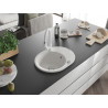Mexen Kevin granite kitchen sink 1-bowl with drainer and Elia kitchen faucet, white - 6517-20-670101-20
