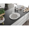 Mexen Kevin granite sink, 1-bowl with drainer and Elia kitchen tap, white - 6517-20-670101-20
