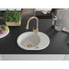 Mexen Kevin granite kitchen sink 1-bowl with drainer and kitchen faucet Elia, white - 6517-20-670101-50