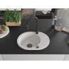 Mexen Kevin granite kitchen sink, single bowl with drainer and Elia kitchen faucet, white - 6517-20-670101-70