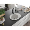 Mexen Kevin granite kitchen sink 1-bowl with drainer and kitchen faucet Elia, white - 6517-20-670101-70