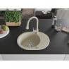 Mexen Kevin 1-compartment granite sink with a drip tray and kitchen mixer tap Elia, Beige - 6517-69-670101-69