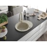 Mexen Kevin 1-compartment granite sink with a drip tray and kitchen mixer tap Elia, Beige - 6517-69-670101-69