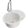 Mexen Kevin 1-bowl granite sink with drainer and kitchen faucet Elia, white - 6517-20-670101-00