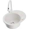 Mexen Kevin granite kitchen sink 1-bowl with drainer and Elia kitchen faucet, white - 6517-20-670101-20